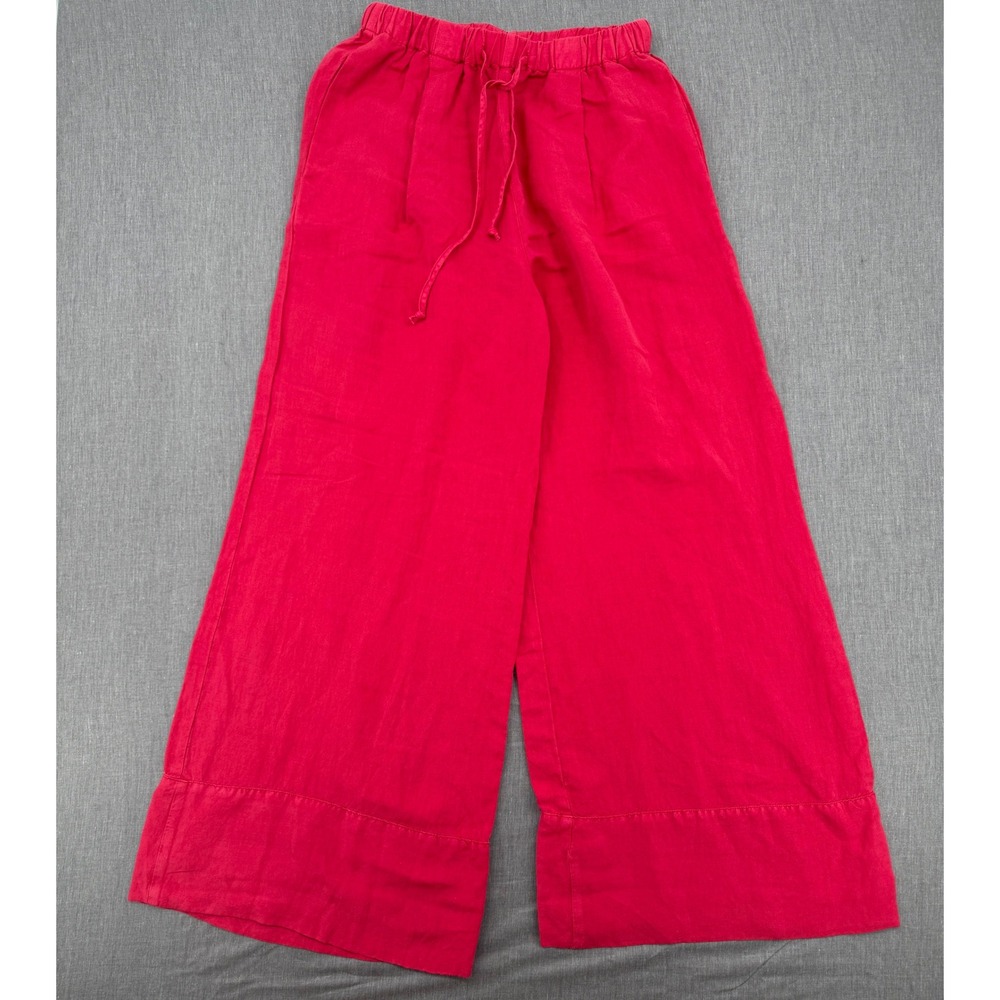 YFB Young Fabulous & Broke Red Linen Blend Wide Leg Drawstring Pants Womens S